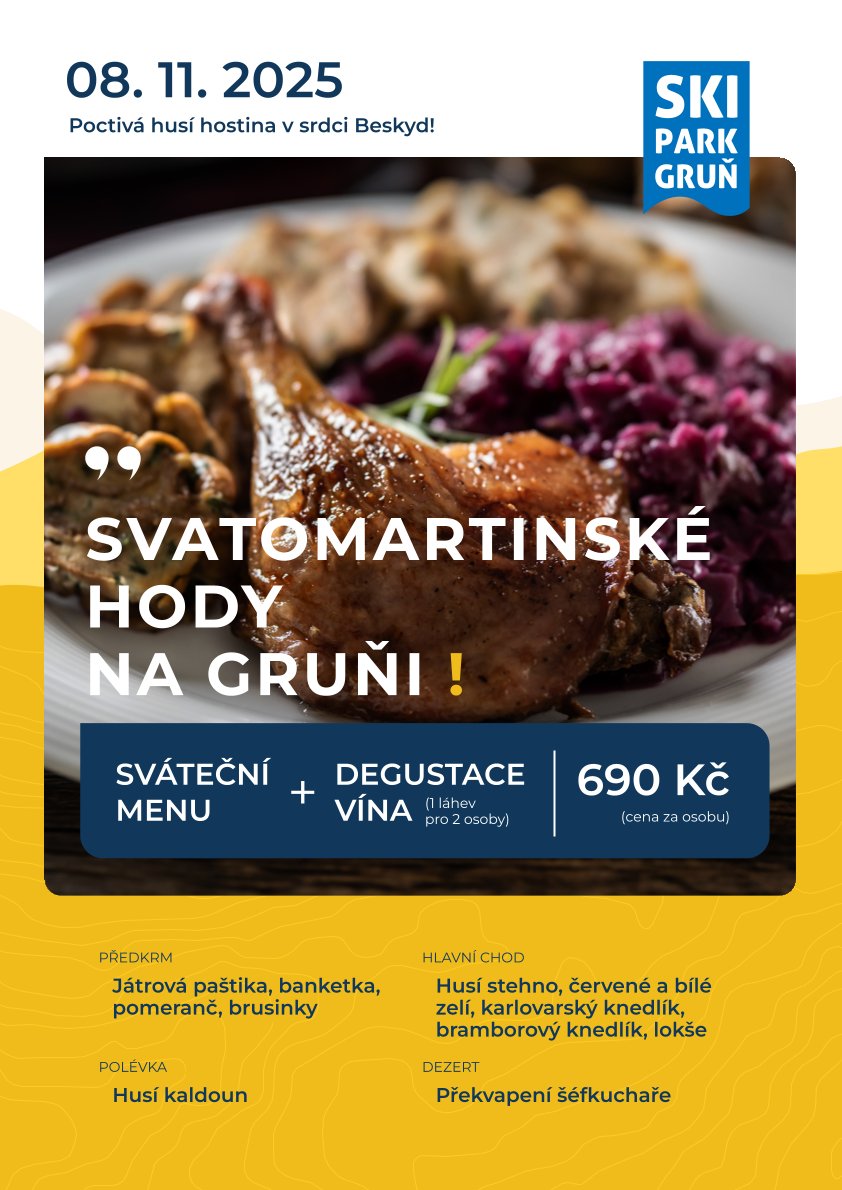 Leták Svatomartinské husí hody na Gruni 8. 11. 2025